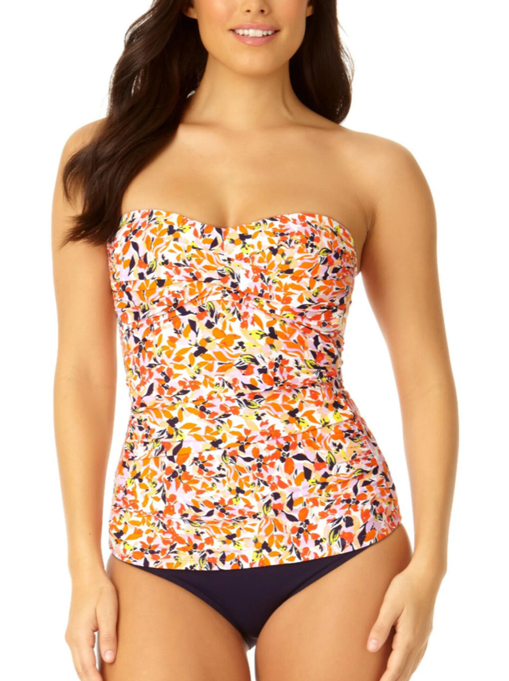 NWT Anne Cole Convertible Twist Front Swim Top Whirlpool Ditsy Size XS
